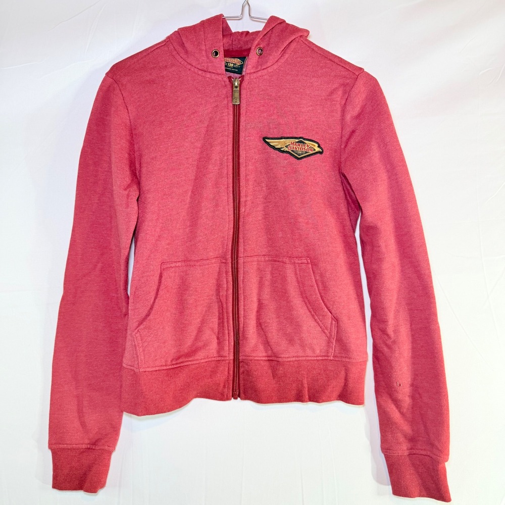 Harley-Davidson Kids 120th Anniversary Zip Up Hoodie Red Heathered Small